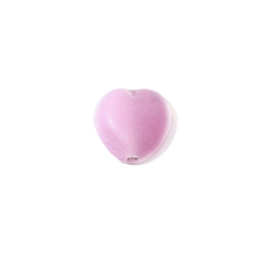 Frosted pink glass bead in heartform