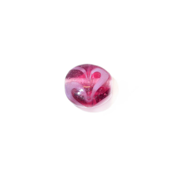 Pink glass bead with lichter stripes