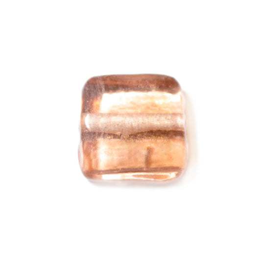 Pink, flat, square glass bead