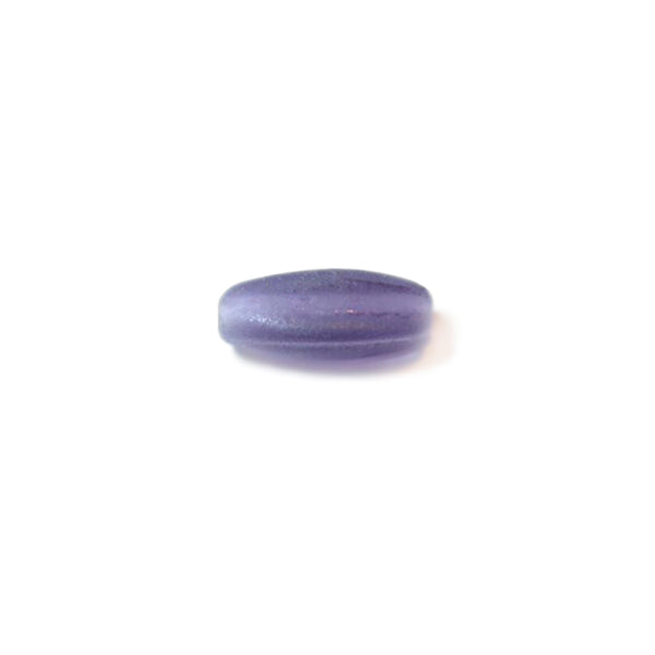 Purple frosted, oblong glass bead