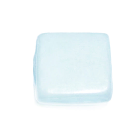 Light Blue flat, quare glassbead; 1 wire exit