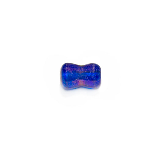 Blue diabolic form glass bead