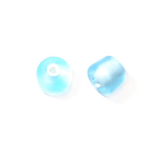 Light blue frosted glass bead with white inside