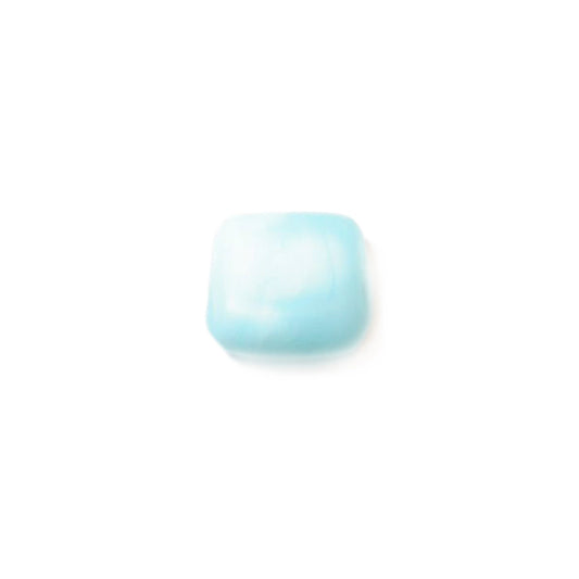 Flat, frosted light blue glass bead