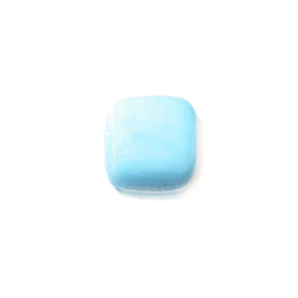 Lightblue flat square glass bead