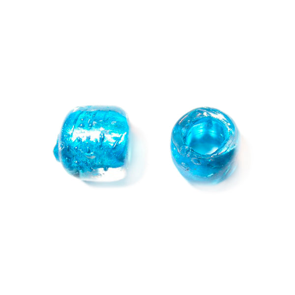 Transparent glass bead with blue inside