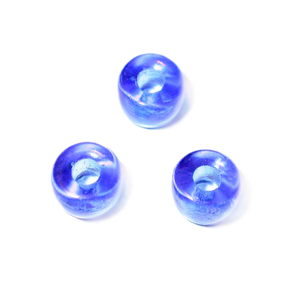 Blue glass bead with wide hole (3 mm)