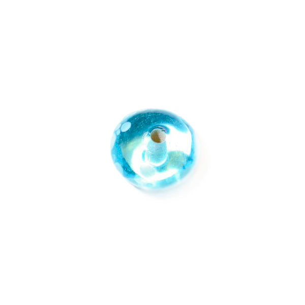 Lightblue glass bead with dots