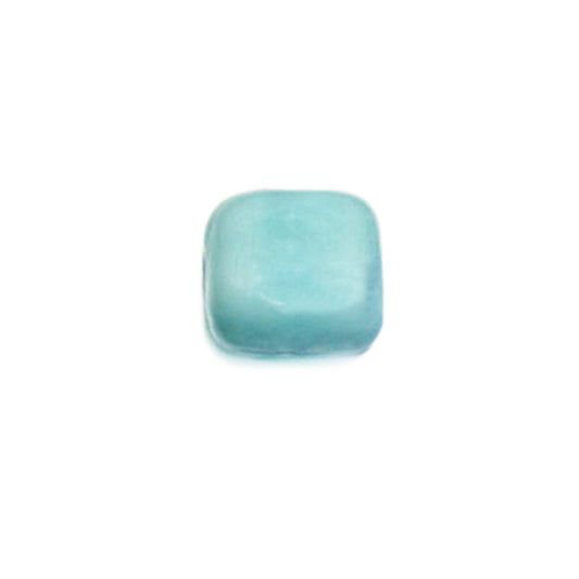 Lightblue flat square glass bead