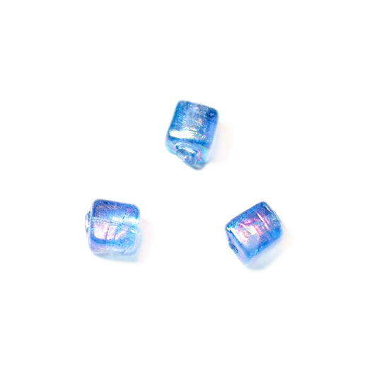 Blue square glass bead