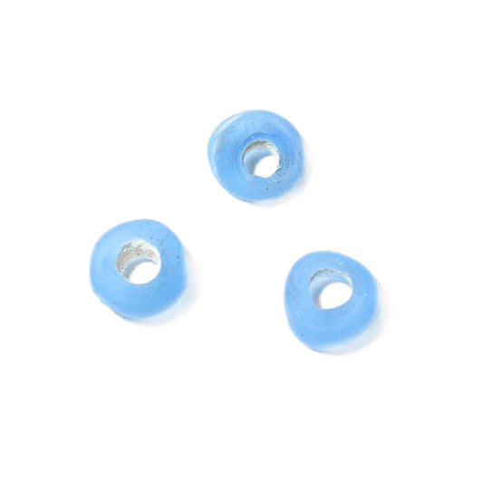 Blue frosted round discusform glass bead