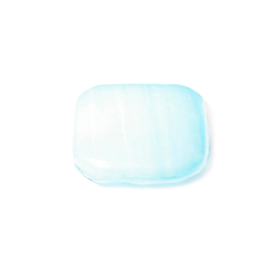 Lightblue flat square glass bead with 2 wire exits