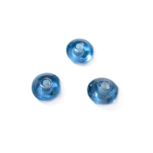 Blue discusform glass bead