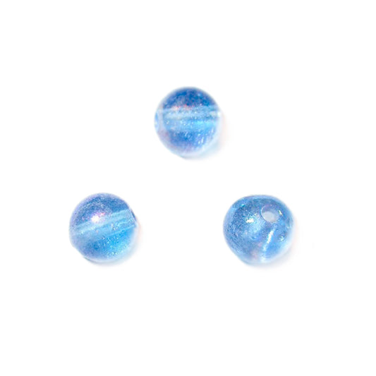 Blue round glass bead luster