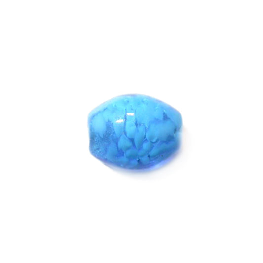 Blue glass bead with blue spots inside