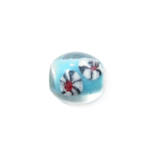 Transparent  glass bead with blue inside