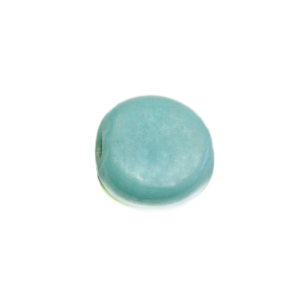 Lightblue round flat glass bead