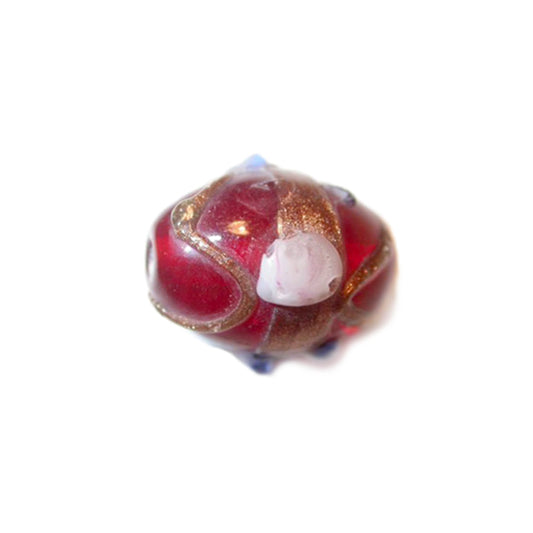 Italian Style red, oblong glass bead