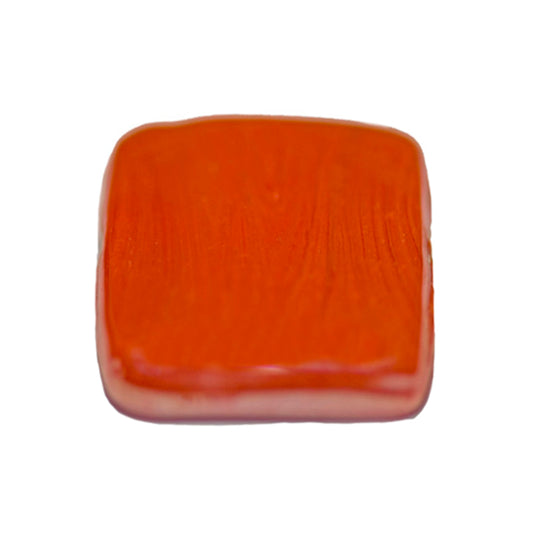 Flat, square red glass bead