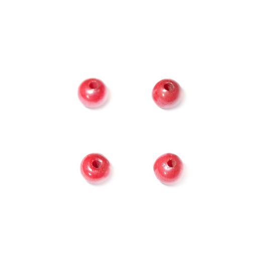 Round, Red  glass bead, luster