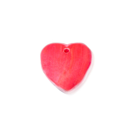 Red heartform glass bead