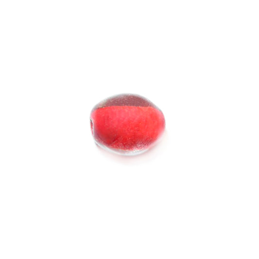 Transparent glass bead with red inside