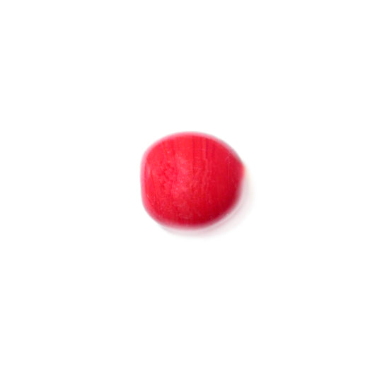 Red, semi round glass bead