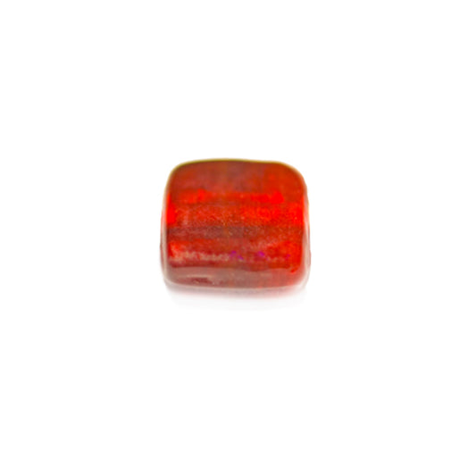 Red, flat, square glass bead