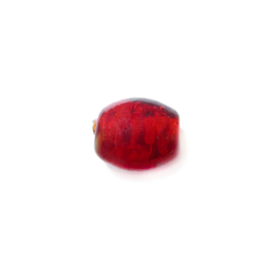 Red Glass bead with spots on the inside