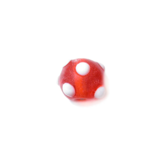 Red Glassbead with white dots