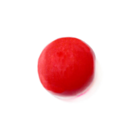 Red, round glass bead, luster