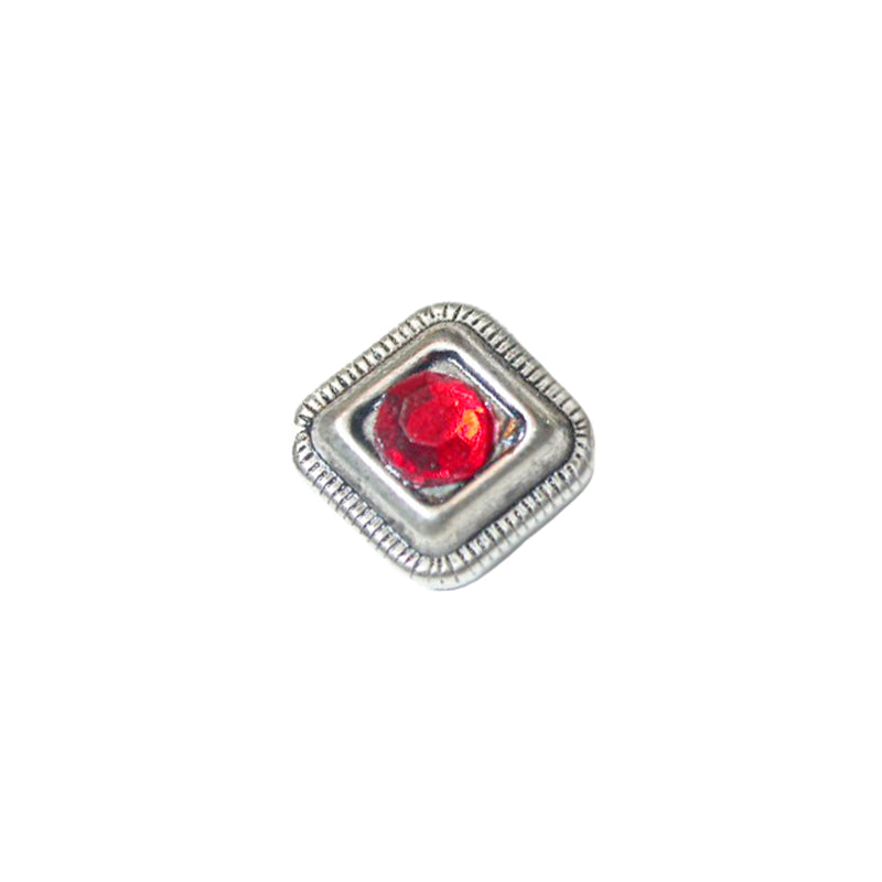 Metal bead with red rhinestone