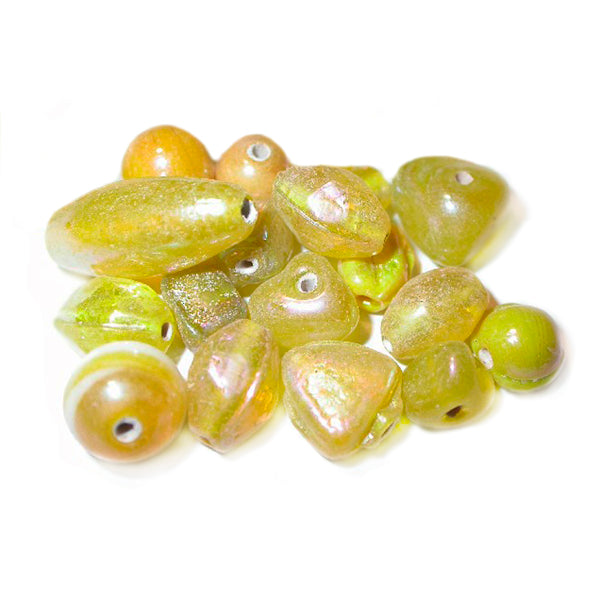 Yellow glassbead mix; different sizes