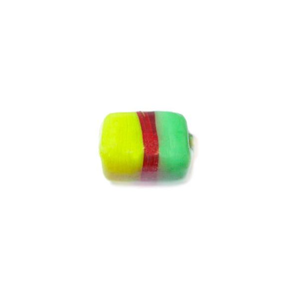 Yellow with green and red glass bead