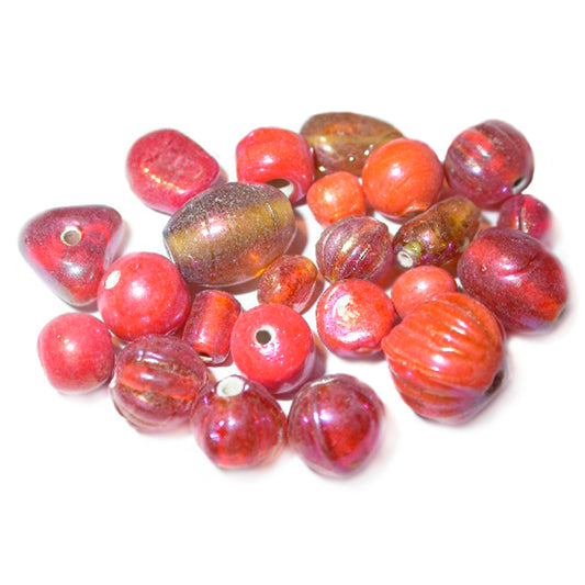 Orange glass bead mix; different sizes