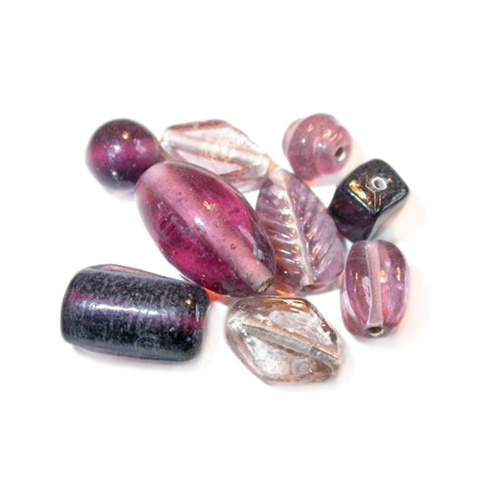 Purple glassbead mix; different sizes