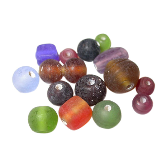 Colored frosted glass bead mix; different sizes