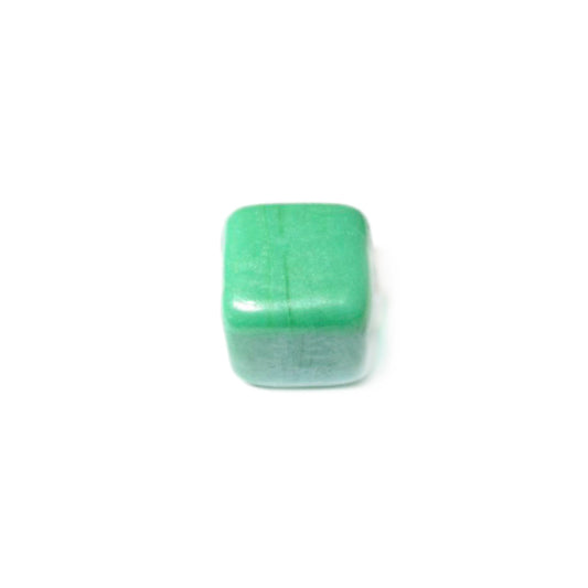 Green, square glass bead