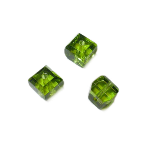 Green square glass bead