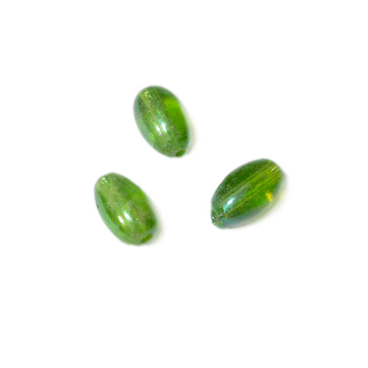 Green oval glass bead luster