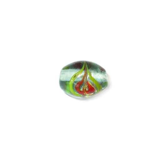 Handpainted, light green glass bead