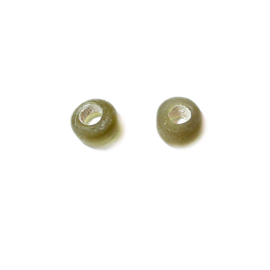 Frosted, olivegreen glass bead