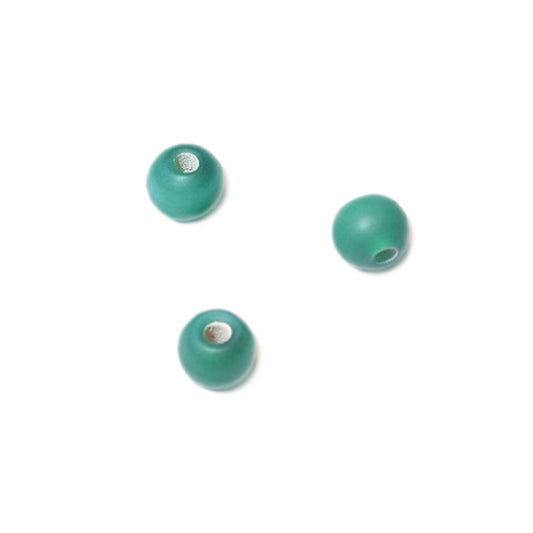 Darkgreen glass bead, frosted, round