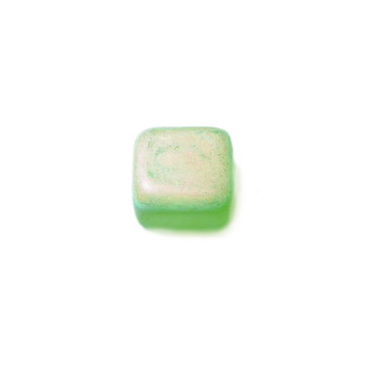 Frosted green, square glass bead