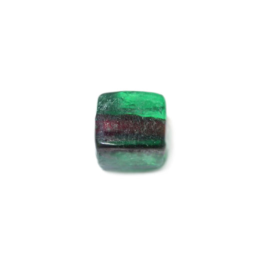 Green, square glass bead