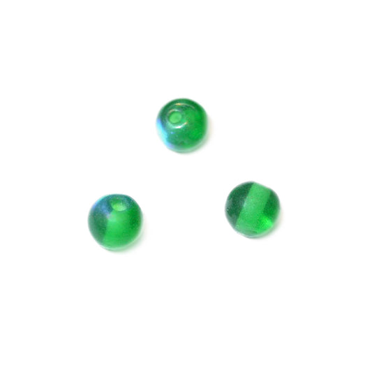 Green, round glass bead luster