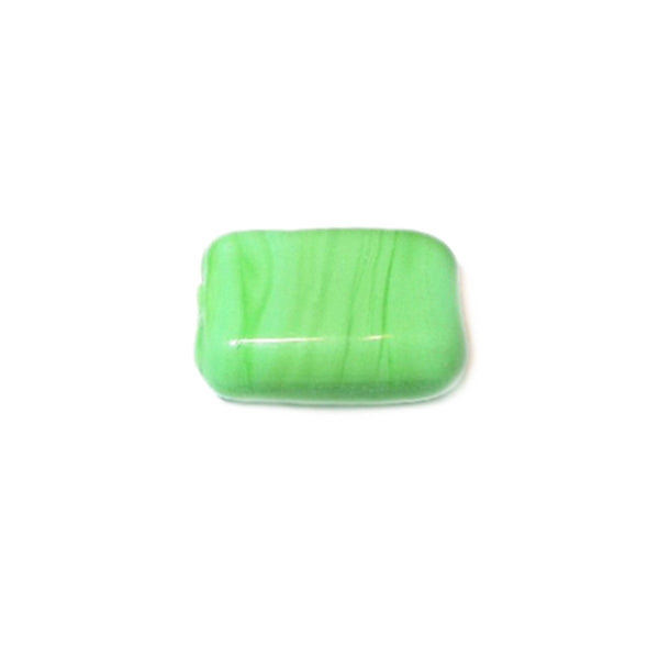 Green, flat oblong glass bead