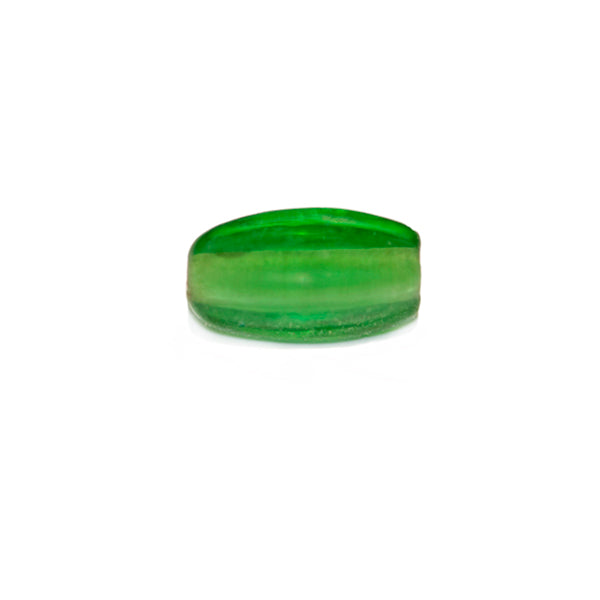 Green, oblong glassbead