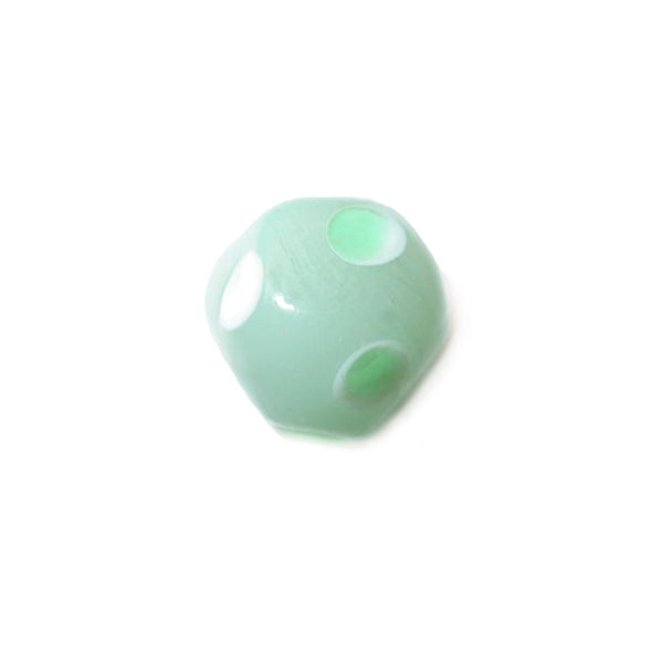 Green, glass bead with light green dots