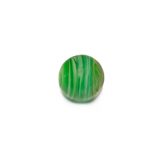 Green with white round glass bead